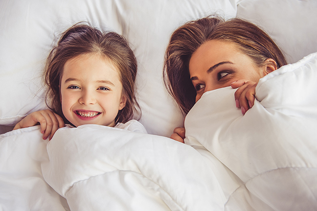 mom and daughter, why sleep is important at any age
