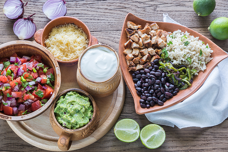 Chicken burrito bowl recipe, guacamole 