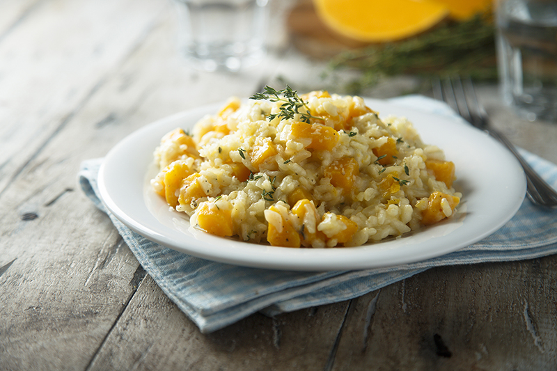 Butternut squash risotto on a plate, recipe