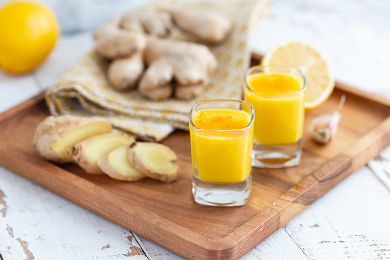 Immunity shots on a cutting board, recipe