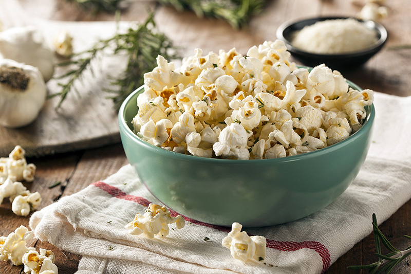 Homemade popcorn in a bowl, healthy snack ideas when you crave something crunchy