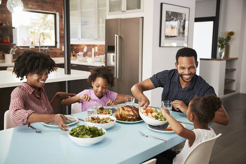 Spending family time by eating healthier meals.