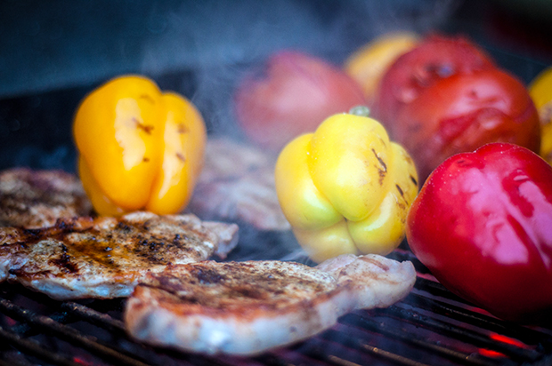 Grilled veggetables and turkey for a healthy summer get together