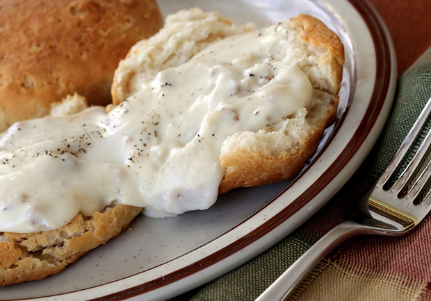 Lighter recipe for biscuits and gravy from Chef Mary