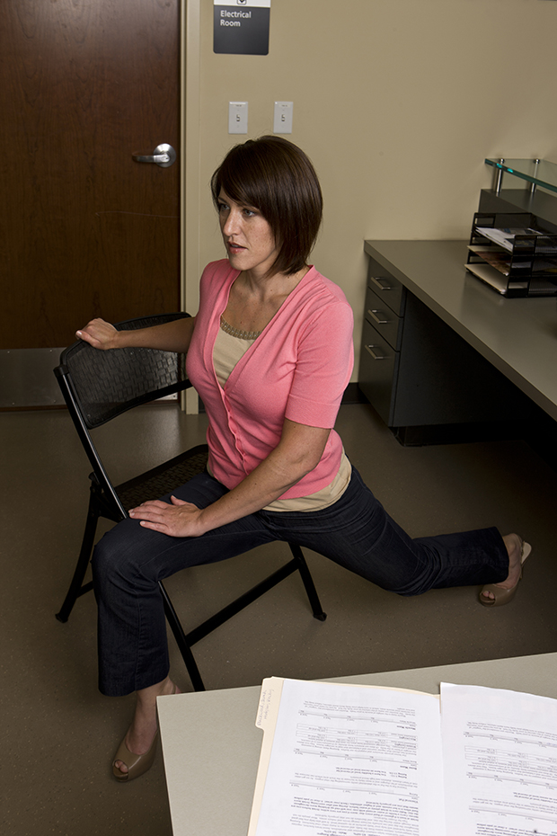 Woman doing chair yoga