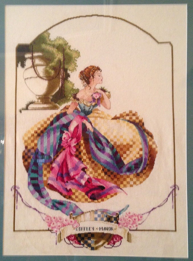 Why I love cross stitch, woman in dress