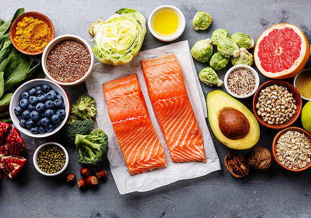 Superfoods, salmon, blueberries, avocado, etc. 