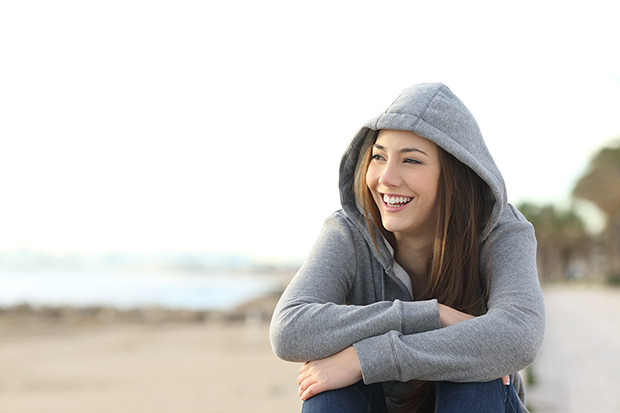 Girl laughing changing her attitude