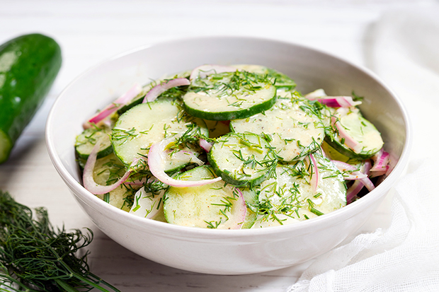 Greek yogurt, cucumber and red onion salad recipe