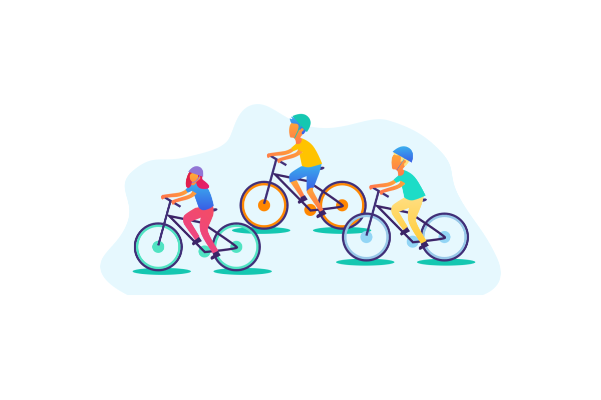  kids riding bikes