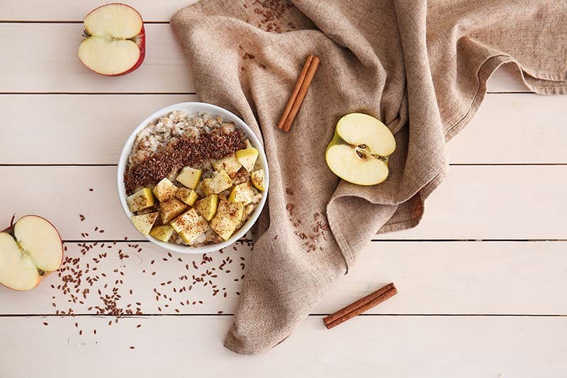 Sautéed cinnamon apples in a bowl ready to serve. 